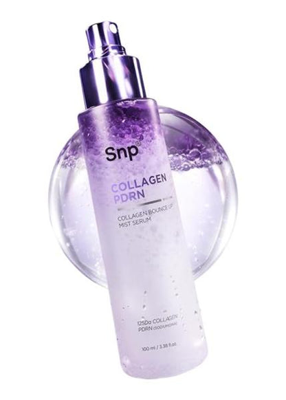 SNP Collagen Bounce Up Mist Serum in a 100ml pink spray bottle