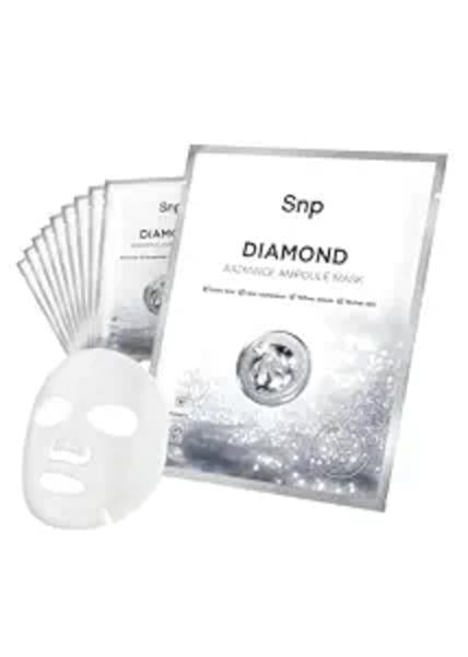 SNP Diamond Water Brightening Ampoule Mask sheet pack with blue diamond graphic