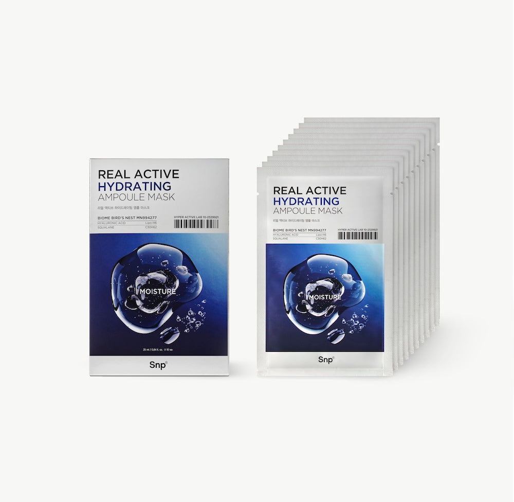 SNP Real Active Hydrating Ampoule Sheet Mask 25ml x 10 Sheets