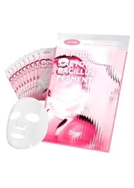 SNP Skin Return Lifting Essence Sheet Mask box and individual sheet mask packets