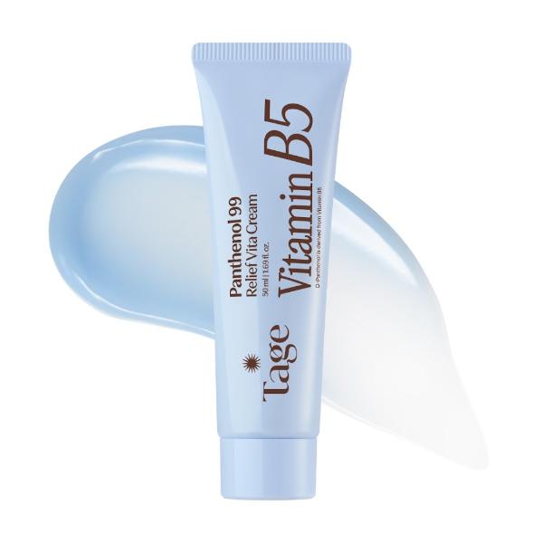 Tage Panthenol 99 Relief Vita Cream in a white and orange squeeze tube
