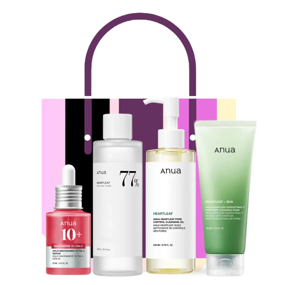 Anua Complete Routine Set I - Cleansing Oil + Toner + Serum + Quercetinol Foam - Kbeauty.sale