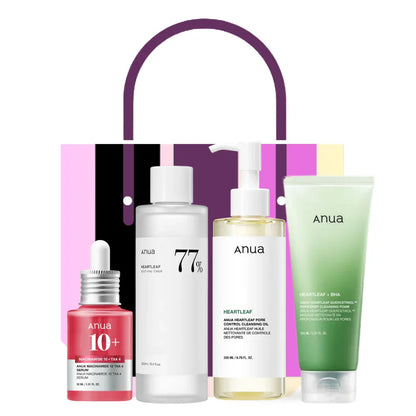 Anua Complete Routine Set I - Cleansing Oil + Toner + Serum + Quercetinol Foam - Kbeauty.sale