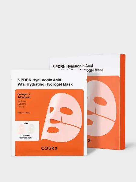 Cosrx 5 PDRN Hyaluronic Acid Hydrogel Mask pack of three in light pink packaging