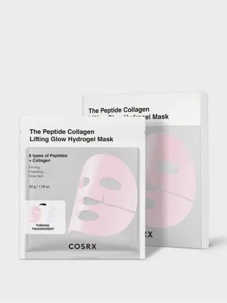 COSRX The Peptide Collagen Lifting Glow Hydrogel Mask pack of 3 clear gel sheets