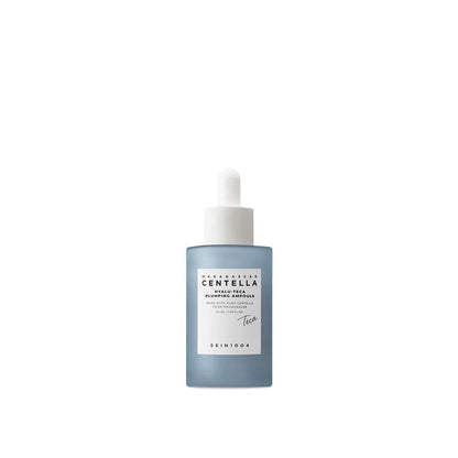 SKIN1004 Madagascar Centella Hyalu-Teca Plumping Ampoule in a clear blue bottle with a white dropper cap