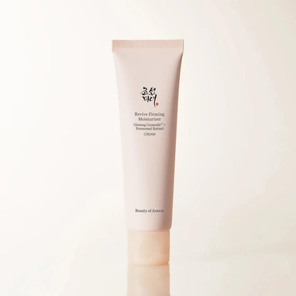 Beauty of Joseon Revive Firming Moisturizer in a white jar with a beige label and ginseng retinol ingredients