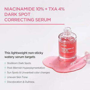 KBeauty Sale | Authentic Korean Skincare Products Ships from USA Anua Dark Spot Correcting Serum / 10% Niacinamide+ 4% Tranexamic Acid, for Post-Acne Marks, Acne Scars, Hyperpigmentation and Even Skin Tone, Fragrance-Free (30ml /1.01 fl.oz.).