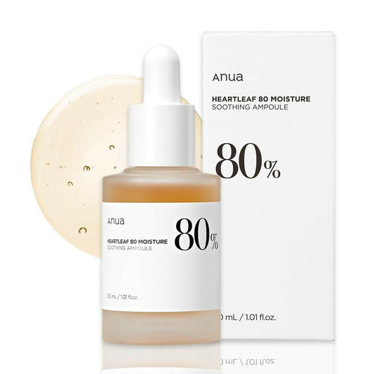 Anua Heartleaf 80% Soothing Ampoule 30ml / 1.01 fl.oz. Non Greasy, Concentrated Skin Calm Serum Hydrating Panthenol B5 Treatment For Combi, Sensitive, Normal Skin, Korean