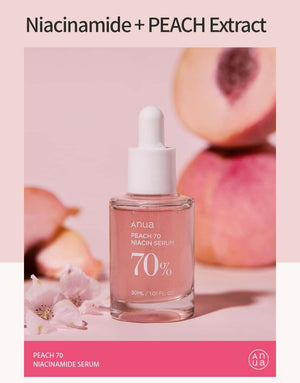 KBeauty Sale | Authentic Korean Skincare Products Ships from USA Anua Peach 70% Niacinamide Serum 30ml / Brightening, Hydrating, Glowing Complexion, Hyperpigmentation treatment For Face.