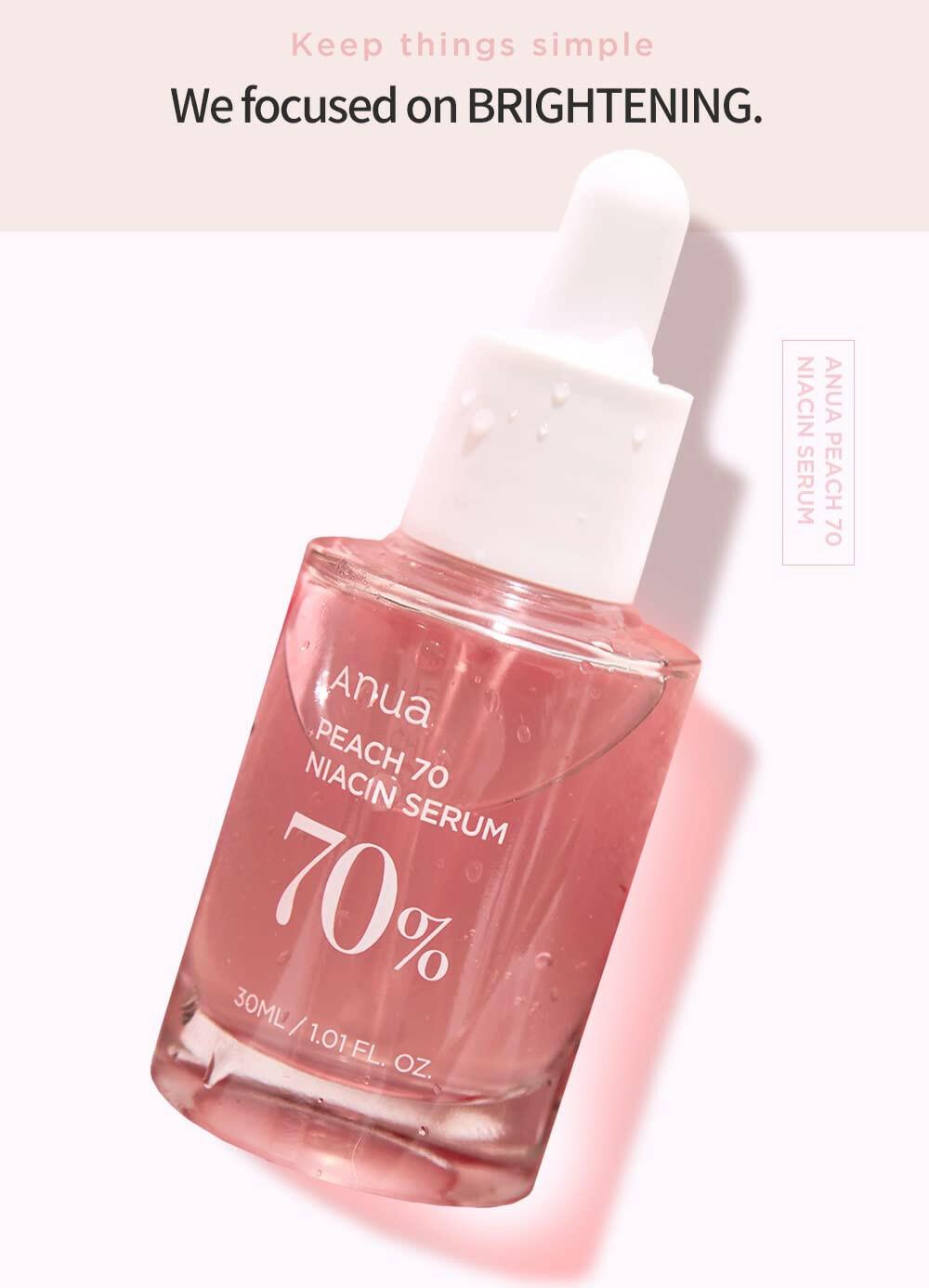 KBeauty Sale | Authentic Korean Skincare Products Ships from USA Anua Peach 70% Niacinamide Serum 30ml / Brightening, Hydrating, Glowing Complexion, Hyperpigmentation treatment For Face.