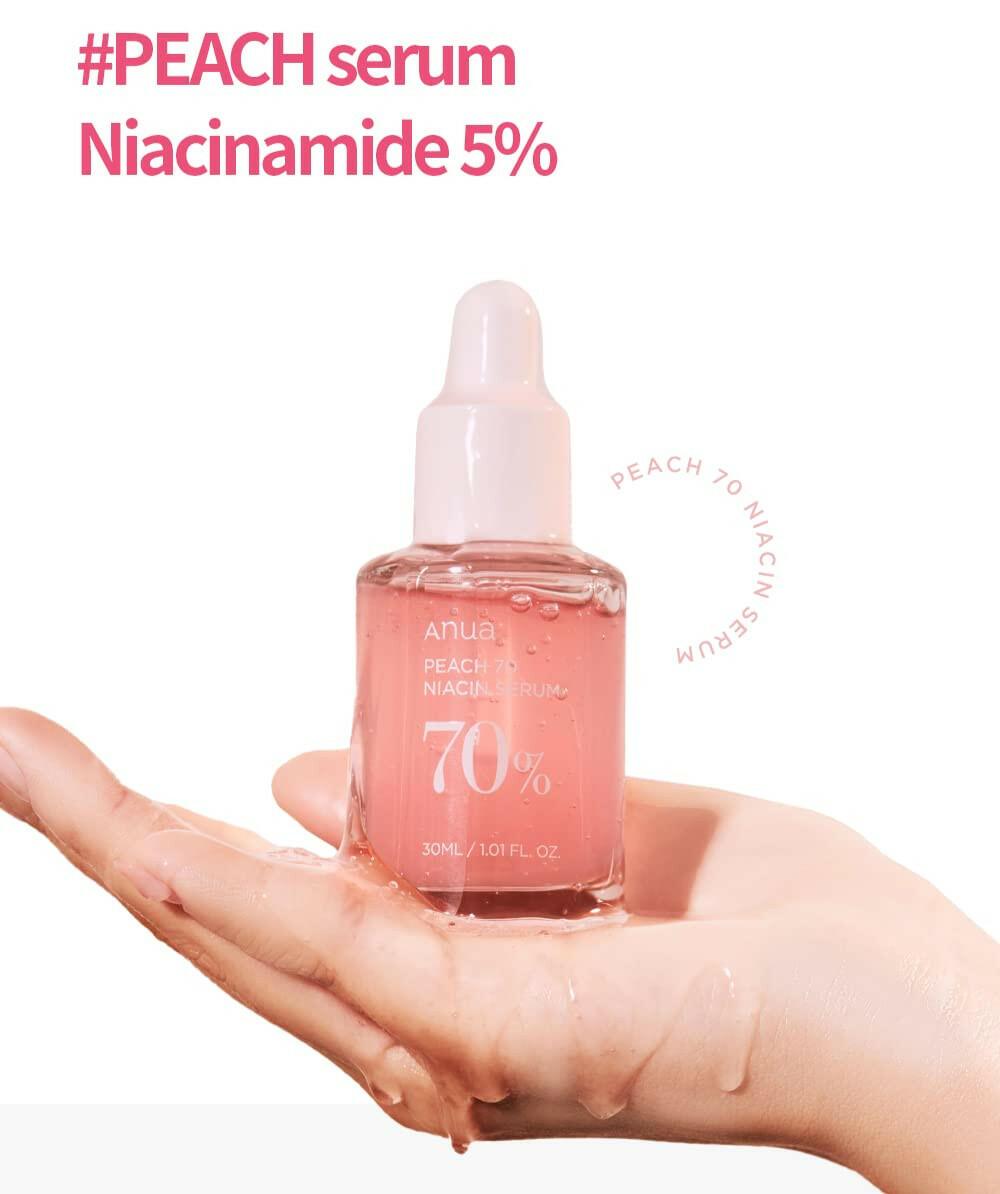 KBeauty Sale | Authentic Korean Skincare Products Ships from USA Anua Peach 70% Niacinamide Serum 30ml / Brightening, Hydrating, Glowing Complexion, Hyperpigmentation treatment For Face.